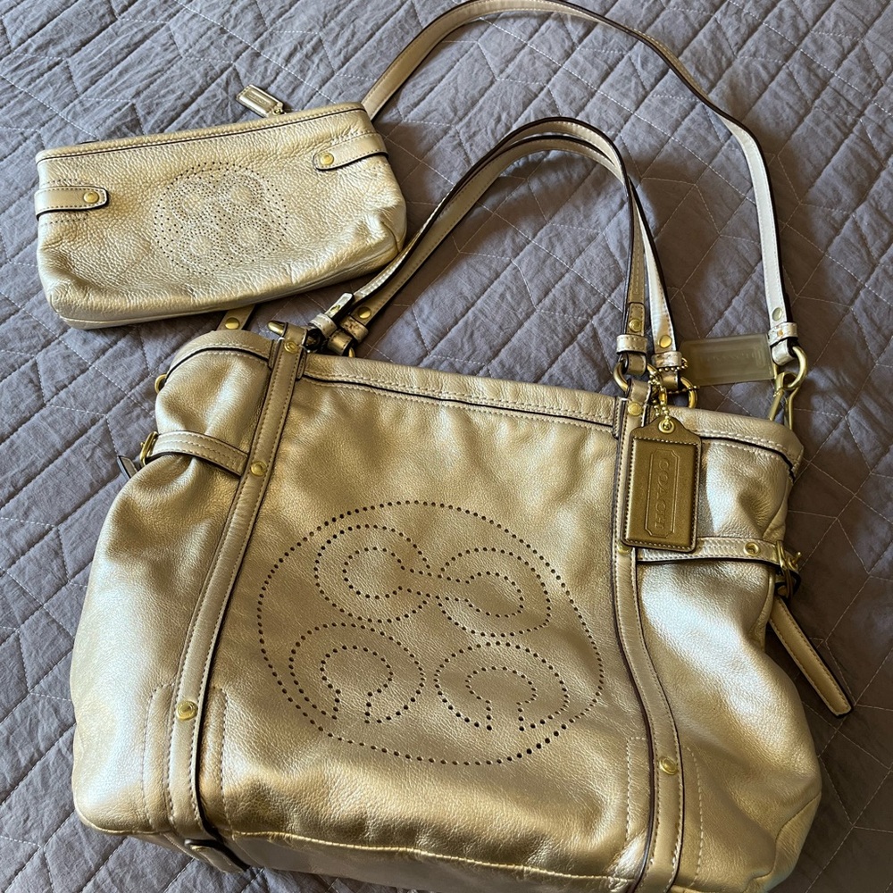 Coach Gold Shoulder Bag Set